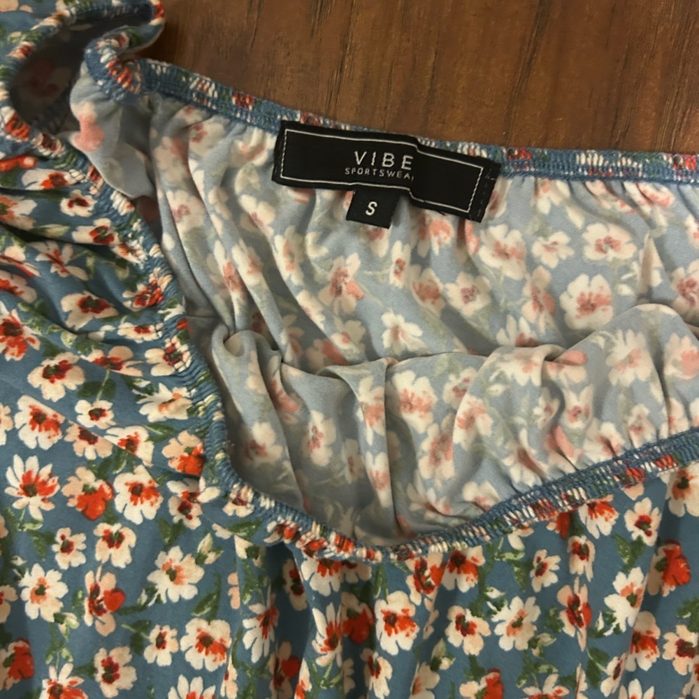 Off The Shoulder Floral Maxi Dress Side Slit Multicolored Cottage-core Coastal - Picture 9 of 10